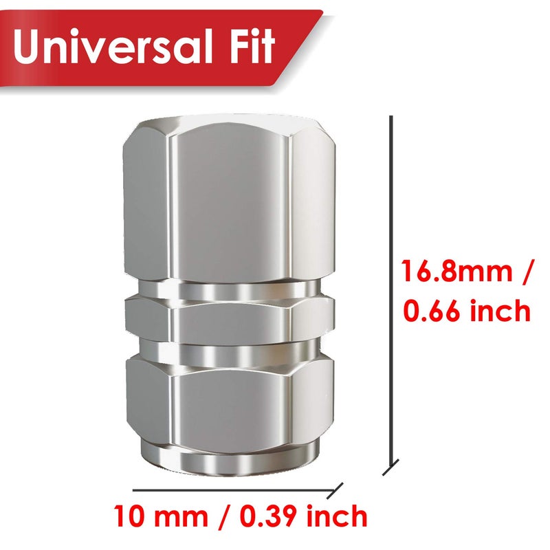 SAMIKIVA Tire Valve Caps (12 Pack) Heavy-Duty Stem Covers | Dust Proof, with O Rubber Seal | Hexagon Design | Outdoor, All-Weather, Leak-Proof Air Protection | Light-Weight Universal Aluminum Alloy (Silver) - Image 4